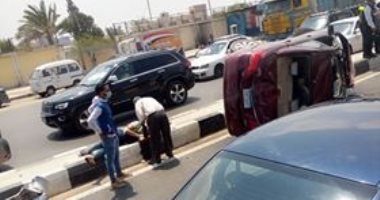 إصابة 3 أشخاص فى حادث سير بمحافظة بنى سويف