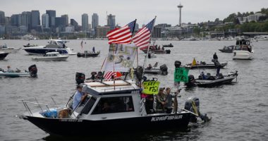 صور..مظاهرات بالقوارب فى واشنطن رفضا للقيود على الصيد الترفيهى بسبب كورونا