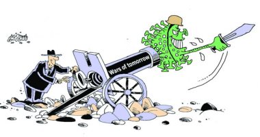 كاريكاتير صحيفة عمانية.. فيروس كورونا هو حرب المستقبل