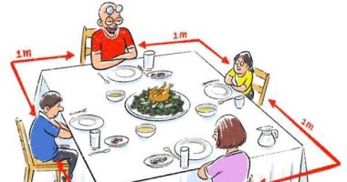 كاريكاتير صحيفة أردنية يسلط الضوء على مسافة التباعد الاجتماعي أثناء الإفطار