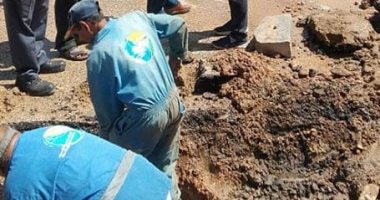 "مياه الشرب" بأسوان: أعمال حفر تسببت بكسر خط مياه طريق السادات وجارى الصلاح