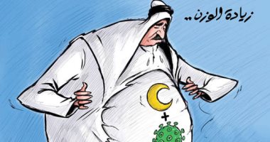 كاريكاتير صحيفة كويتية: قيود كورونا وشهر رمضان وراء زيادة الوزن 