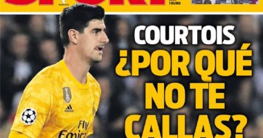 "سبورت" الكتالونية تهاجم كورتوا حارس ريال مدريد: "لماذا لا تصمت"