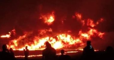 فيديو.. حريق يلتهم مساحات كبيرة من الأراضى الزراعية بريف حماة بسوريا