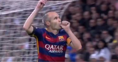 برشلونة يحتفل بعيد ميلاد إنييستا بهدف صاروخى سجله فى ريال مدريد.. فيديو