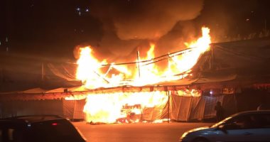 حريق هائل فى أحد أسواق المحلة..والحماية المدنية تسيطر على النيران ..صور
