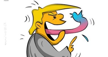 كاريكاتير صحيفة كويتية.. الرئيس الأمريكى و تغريداته على تويتر