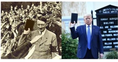 طلعت مفبركة.. تويتر يتخذ إجراء بشأن صورة تجمع بين ترامب وهتلر