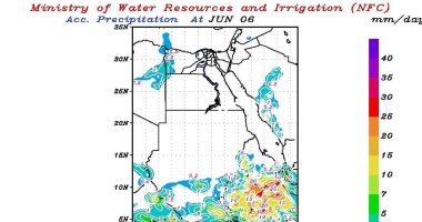 مركز التنبؤ بالفيضان ينشر خرائط سقوط الأمطار على منابع النيل حتى الاثنين 