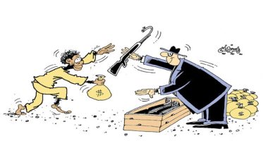 كاريكاتير صحيفة عمانية.. مال الفقراء مقابل سلاح الأغنياء