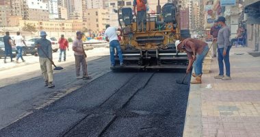 صور ..رفع كفاءة الطرق وتنفيذ الخطط الاستثمارية للرصف فى 4 أحياء بالإسكندرية