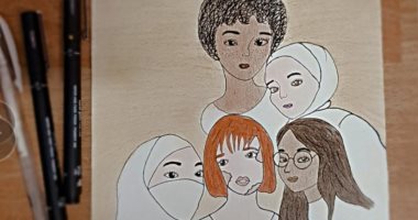بالورقة والقلم.. "رودينا" من القاهرة تشارك بلوحة تحارب فيها العنصرية