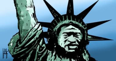 كاريكاتير صحيفة إماراتية.. جورج فلويد يتحول لأيقونة الحرية فى أمريكا  