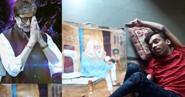 موهبته فائقة.. أميتاب باتشان يتلقى "لوحة فنية" من أحد معجبيه رسمها بقدميه
