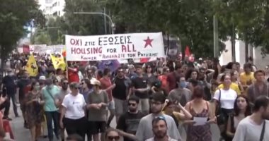 شاهد.. مظاهرات فى اليونان احتجاجا على قرار إخلاء المساكن الموقتة للاجئين