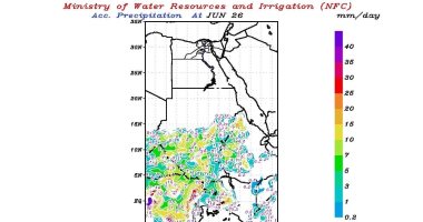 ننشر خرائط سقوط الأمطار على منابع النيل حتى الجمعة