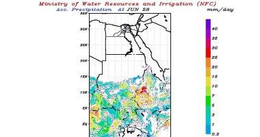 ننشر خرائط سقوط الأمطار على منابع النيل حتى الثلاثاء