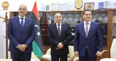رئيس البرلمان الليبى يبحث مع وزير خارجية اليونان تفعيل مبادرة القاهرة