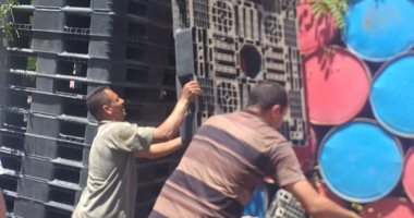 الوحدة المحلية لمدينة بنى سويف: رفع إشغالات المحال التجارية بمنطقة الحمرايا