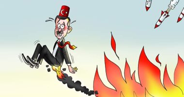 نيران الاحتلال التركى تحرق أردوغان في ليبيا بـ"كاريكاتير اليوم السابع"