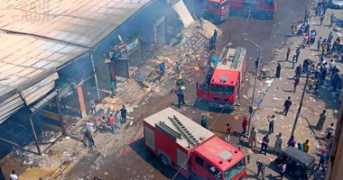 الحماية المدنية تنجح فى السيطرة على حريق سوق توشكى بحلوان دون إصابات 
