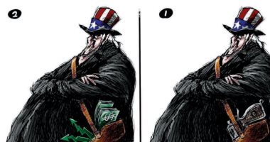 كاريكاتير صحيفة سعودية.. التدهور الاقتصادي وانهيار البورصة يهددان أمريكا 