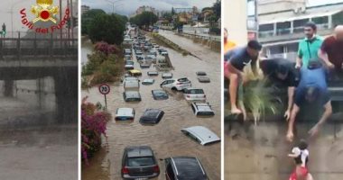 مصرع شخصين وغرق سيارات فى فيضانات غزيرة بإيطاليا..فيديو وصور