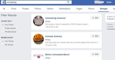 فيس بوك يحظر مجموعة معادية لارتداء الكمامات لنشر معلومات مضللة عن كورونا