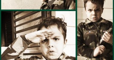 كلنا جيش مصر.. الطفل "عمر"  يدعم الجيش بصورته بالزى العسكرى