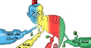 أردوغان حرباية يتاجر بقضايا الدين.. بكاريكاتير "اليوم السابع"