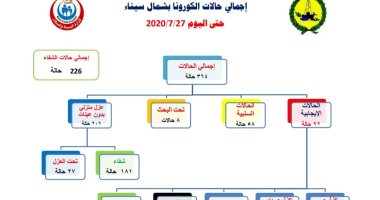 تسجيل وفاة 18 حالة بفيروس كورونا فى محافظة شمال سيناء 