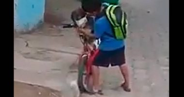 توني وكلبه والكمامة.. قصة حب بين طفل إكوادوري في زمن كورونا.. فيديو وصور