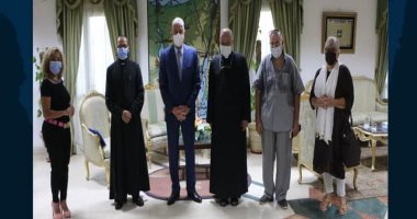 محافظ جنوب سيناء يستقبل الأنبا أبولو ووفد كاتدرائية السمائيين للتهنئة بعيد الأضحى