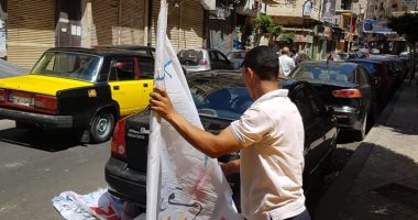 صور .. إزالة 600 لافتة إعلانية مخالفة بدون ترخيص شرق الإسكندرية 