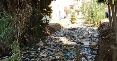 تراكم القمامة يغلق ترعة رزين مركز منوف محافظة المنوفية