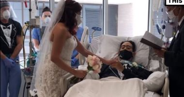 حفل زفاف لمصاب بكورونا داخل المستشفى يساعده على تحسن حالته الصحية..فيديو وصور
