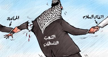كاريكاتير صحيفة إماراتية.. الممانعة مزقت الفلسطينيين والسلام يدعمهم