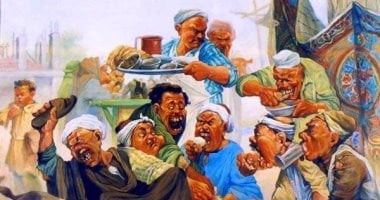 100 لوحة مصرية.. لوحة "الوليمة" للفنان محسن أبو العزم