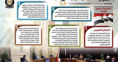 إنفوجراف.. الحصاد الأسبوعى لمجلس الوزراء 11 قرارا و5 اجتماعات