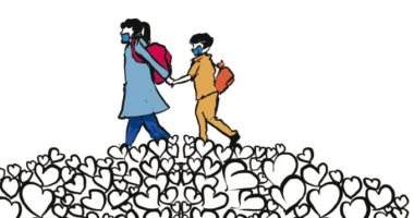 كاريكاتير صحيفة أردنية.. قلوب الأردنيين تحمل طلاب المدارس خوفا من كورونا