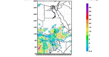 خريطة سقوط الأمطار على منابع النيل اليوم الأربعاء