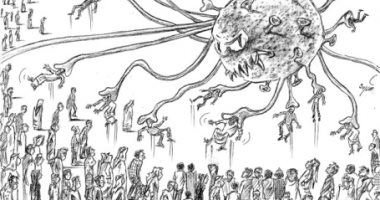 كورونا فيروس شرس يصيب مواطني العالم فى كاريكاتير إماراتى
