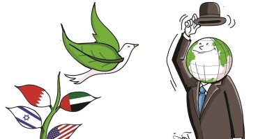 العالم يرفع "القبعة" لاتفاق السلام بين الإمارات والبحرين وإسرائيل فى كاريكاتير إماراتى