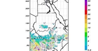 مركز التنبؤ بوزارة الرى يتوقع سقوط أمطار متوسطة اليوم على منابع النيل