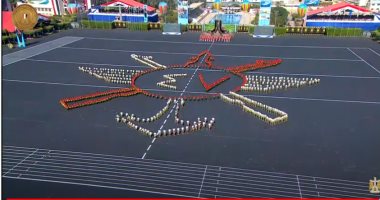 طلاب الكليات العسكرية يشكلون رقم 47 بأجسادهم بمناسبة ذكرى انتصارات أكتوبر
