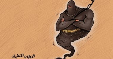 الخطاب المتطرف يخرج الإرهابين من جحورهم فى كاريكاتير إماراتى