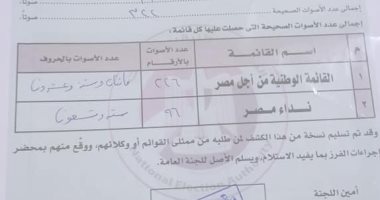 البيان الإحصائى للجنة انتخابية بقنا يكشف حصد القائمة الوطنية 226 صوتا ونداء مصر 96