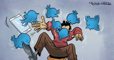 كاريكاتير صحيفة إماراتية .."نقاشات تويترية" ..توتر وجنون 