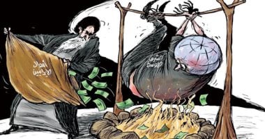 إيران تدمر الشرق الأوسط بالدولارت فى كاريكاتير سعودى