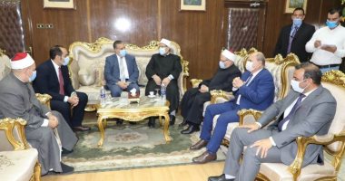 محافظ المنوفية يستقبل وزير الأوقاف والمفتى لإفتتاح مسجد بشبين الكوم